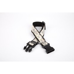 Doggie Köpek ve Pati Desenli Dokuma Köpek Boyun Tasması 3 cm x 36-60 cm Siyah