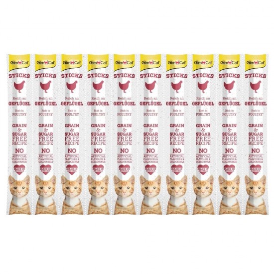 GimCat Sticks Kümes Hayvanlı Kedi Ödül Çubuğu 10x5gr