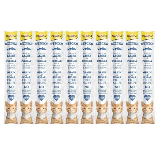 GimCat Sticks Somonlu ve Alabalıklı Kedi Ödül Çubuğu 10x5gr