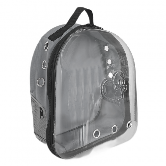 Kalpli Patili Astronot Şeffaf Taşıma Sırt Çantası Gri 24x32x42 cm
