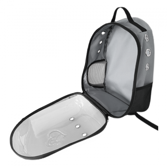 Kalpli Patili Astronot Şeffaf Taşıma Sırt Çantası Gri 24x32x42 cm