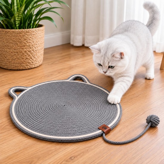 Kedi Kafa Figürlü Kedi Tırmalama Paspası 44 cm-113 cm Gri