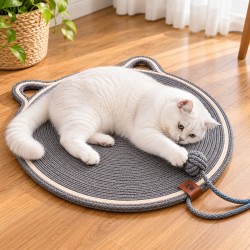 Kedi Kafa Figürlü Kedi Tırmalama Paspası 44 cm-113 cm Gri