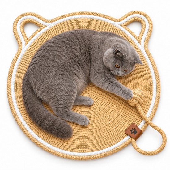Kedi Kafa Figürlü Kedi Tırmalama Paspası 44 cm-113 cm Sarı