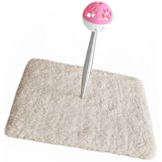 Yaylı Toplu Hacıyatmaz Kedi Aktivite Oyuncağı 16-20 cm Krem Rengi