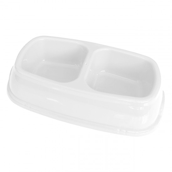İkili Plastik Mama Ve Su Kabı 500 + 500 Ml Beyaz