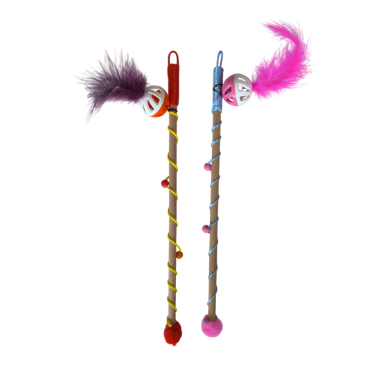 Sesli Toplu Tüylü Kedi Oltası 40-50 cm Renkli