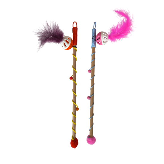 Sesli Toplu Tüylü Kedi Oltası 40-50 cm Renkli