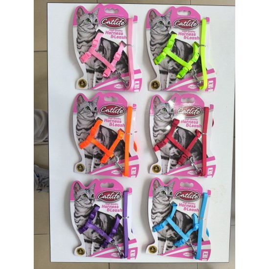 Catlife Kedi Göğüs Bel Tasması + Gezdirme İpi