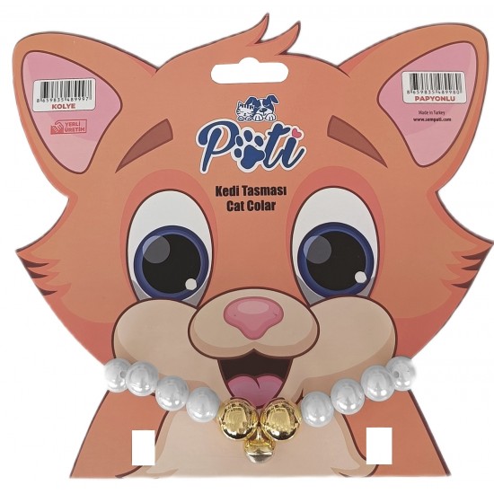 Markapet Kedi Ve Köpek Lüx İncili Kolye 24-28 cm Medium Beyaz