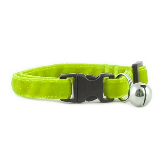 Markapet Kedi Boyun Tasması Kadife Dokulu Çanlı 1*30 cm Neon Sarı