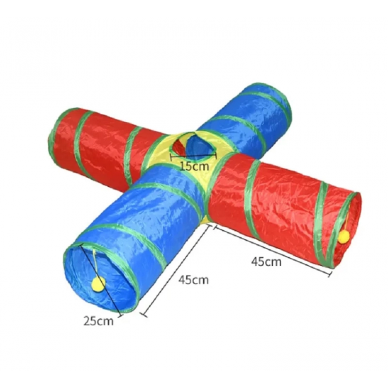 KP 4 Yollu Kedi Tüneli Katlanır Gökkuşağı Kedi Köpek Oyun Tüneli Evcil Hayvan Oyun Tüneli 125 cm