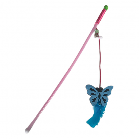 Markapet Plastik Saplı Kedi Oltası Kelebek Karışık Renk 42 cm
