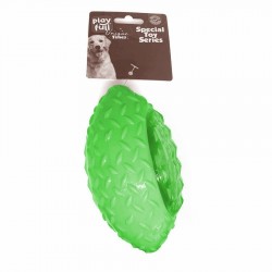 Playfull Rugby Topu Şeklinde Işıklı Plastik Köpek Oyuncağı 6x14 Cm Yeşil