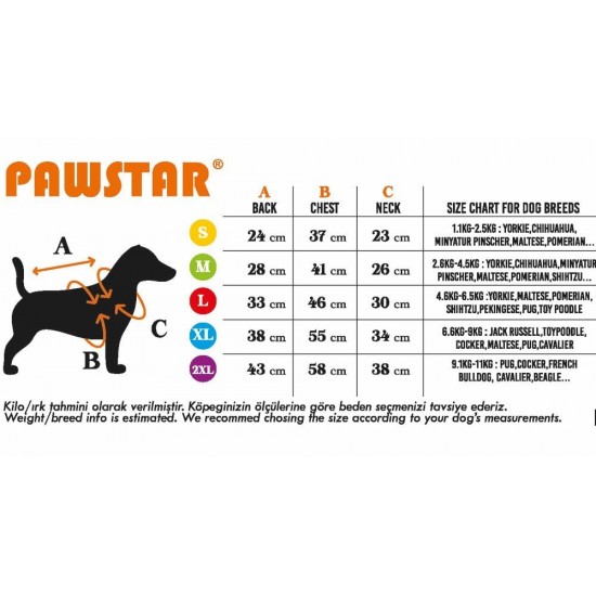 Pawstar Neon Orange Railway Vest Köpek Montu X Large 34x38x55 cm
