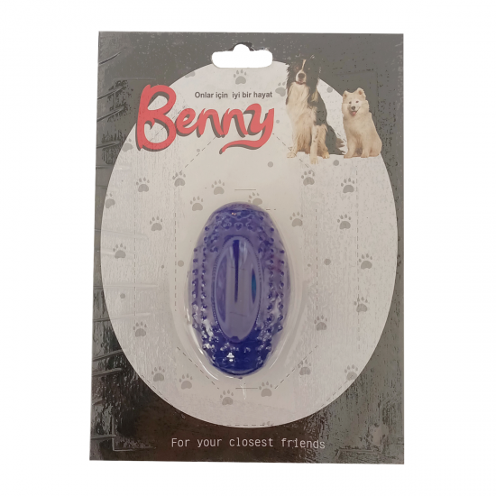 Benny Köpek Oyuncağı Sert Elips Top 8 x 4.5 cm Mavi
