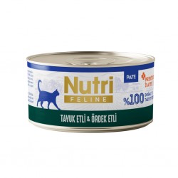 Nutri Feline Tavuk ve Ördek Etli Tahılsız Prebiyotik İlaveli Ezme Yetişkin Kedi Konservesi 70gr