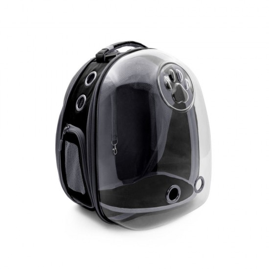 Cattie Fileli Astronot Kedi Taşıma Çantası 25x60x40cm Siyah