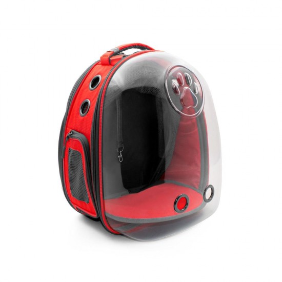 Cattie Fileli Astronot Kedi Taşıma Çantası 25x60x40cm Kırmızı