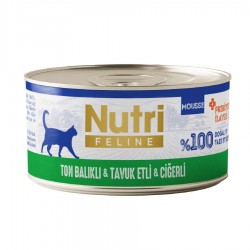 Nutri Feline Ton Tavuk ve Ciğerli Tahılsız Kedi Konservesi 70 Gr