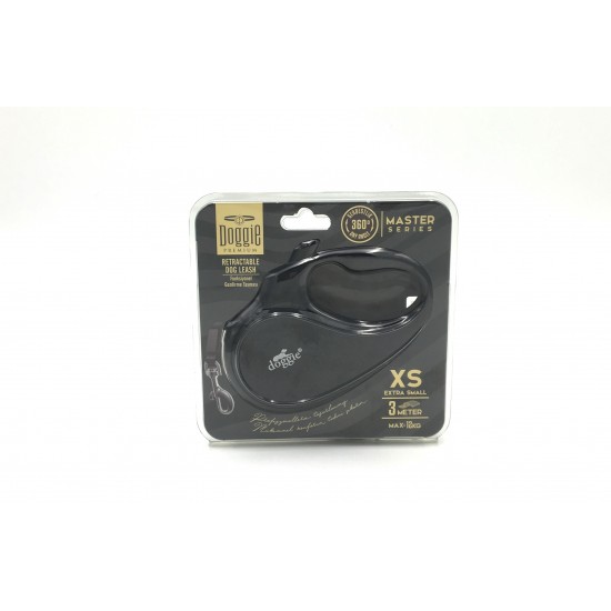Doggie Master Seri Otomatik Makaralı Köpek Gezdirme 12 kg / 3 M Siyah