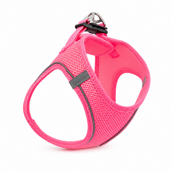 Nefes Alan Kumaş Air Mesh Kedi Köpek Göğüs Tasması XX Small 28x32 cm Neon Pembe