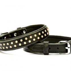 Doggie Konforlu Deri Swarovski Kristal Taşlı Köpek Boyun Tasması 2 x 28-34 cm Siyah