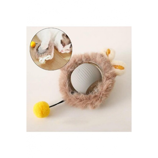 KP Şarjlı Hareketli Peluş Kedi Oyuncağı Kuyruklu 5 cm – İnteraktif Titreşimli Hareketli Top