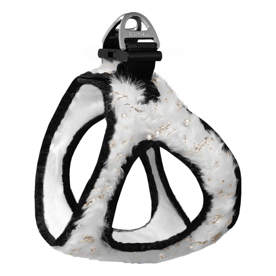 Üç Kilitli Simli Peluş Kedi Köpek Göğüs Tasması 20-24 cm XXX-Small Beyaz