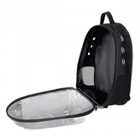 Kalpli Patili Astronot Şeffaf Taşıma Sırt Çantası Siyah 24x32x42 cm