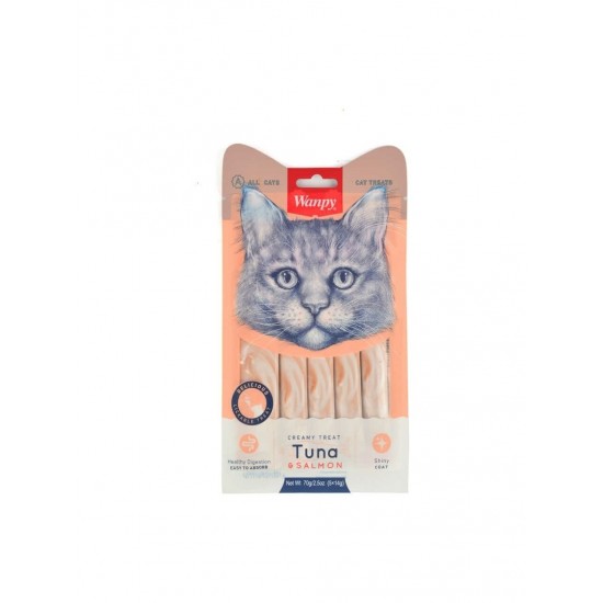 Wanpy Ton Balıklı Somonlu Krema Likit Kedi Ödülü 5X14GR
