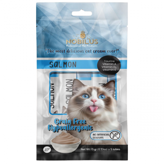Nobilus Somon Balıklı Kedi Krema Ödül Maması 5 x 15 gr