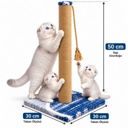 Kare Tabanlı Doğal Jut İpli Kedi Tırmalama Tahtası Karışık Desen Ve Renklerde 30-50 cm