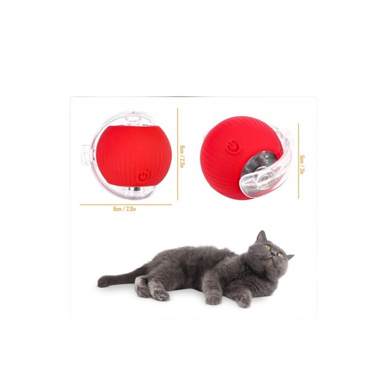 Hareketli Şarjlı Işıklı 360 Derece Dönen Akıllı Oyun Topu Kuyruklu İnteraktif Kedi Köpek Oyun Topu