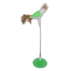 Markapet Vantuzlu Yaylı Kuşlu  Kedi Oyuncağı 30 cm Yeşil