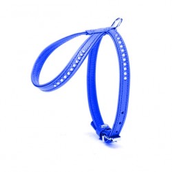 Doggie Flotter Swarovski Taşlı Deri Köpek Göğüs Tasması 1,2 x 29-40 cm Mavi