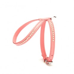 Doggie Flotter Swarovski Taşlı Deri Köpek Göğüs Tasması 1,2 x 21-30 cm Pembe